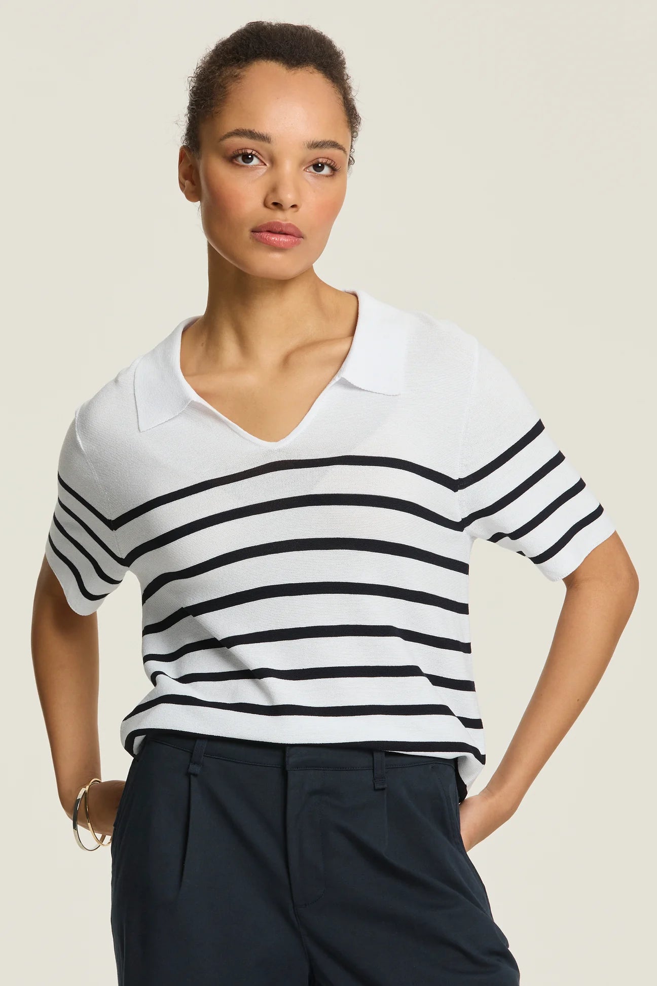 Yarra Trail Liberty Knit Navy/White