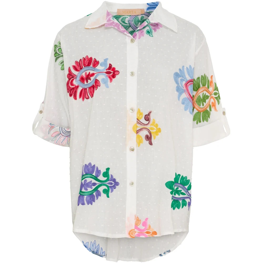 MARTA DU CHATEAU Ester Shirt 5155 - WHITE MULTI FIORENTINA