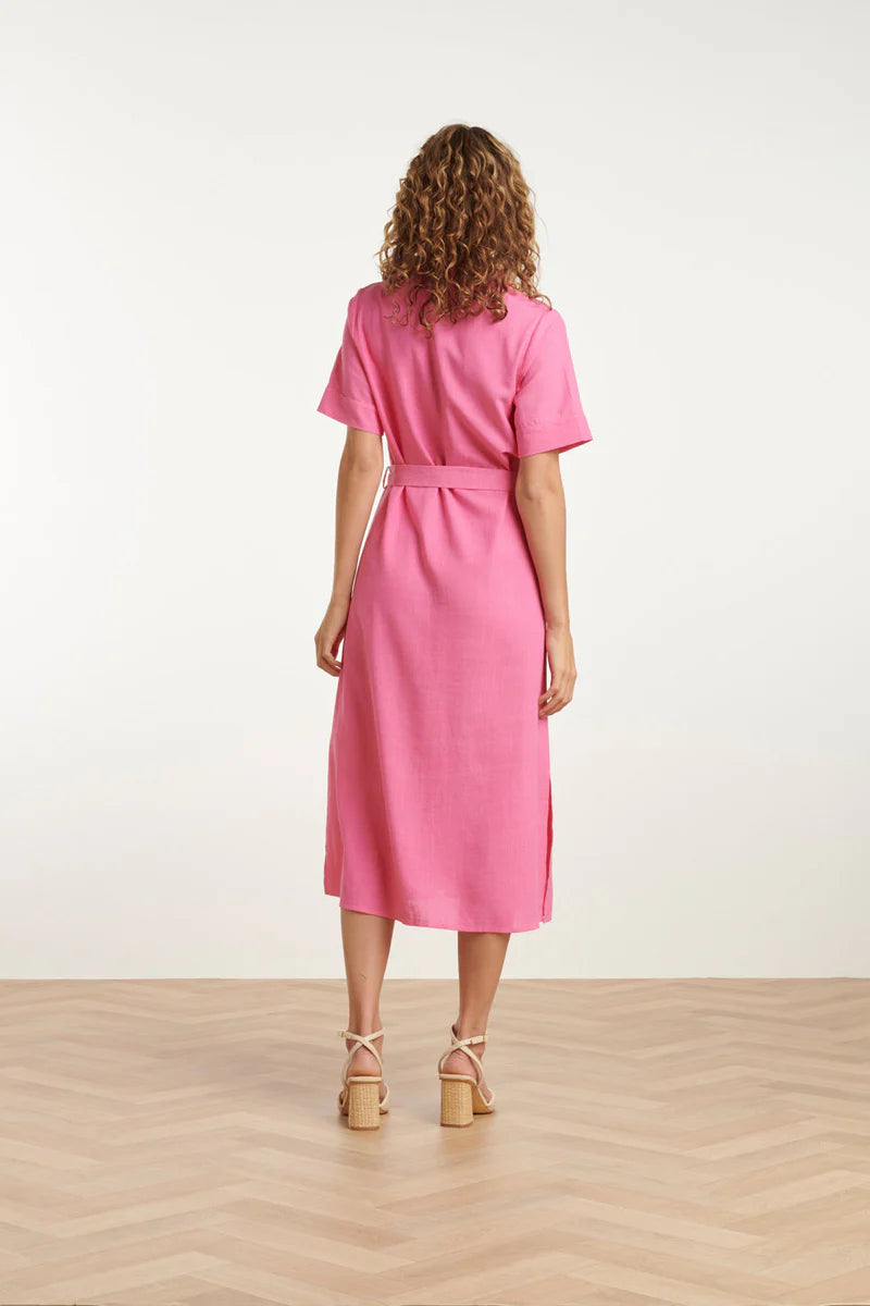 Smashed Lemon, Dress Linen/Rayon Shirt Dress PINK