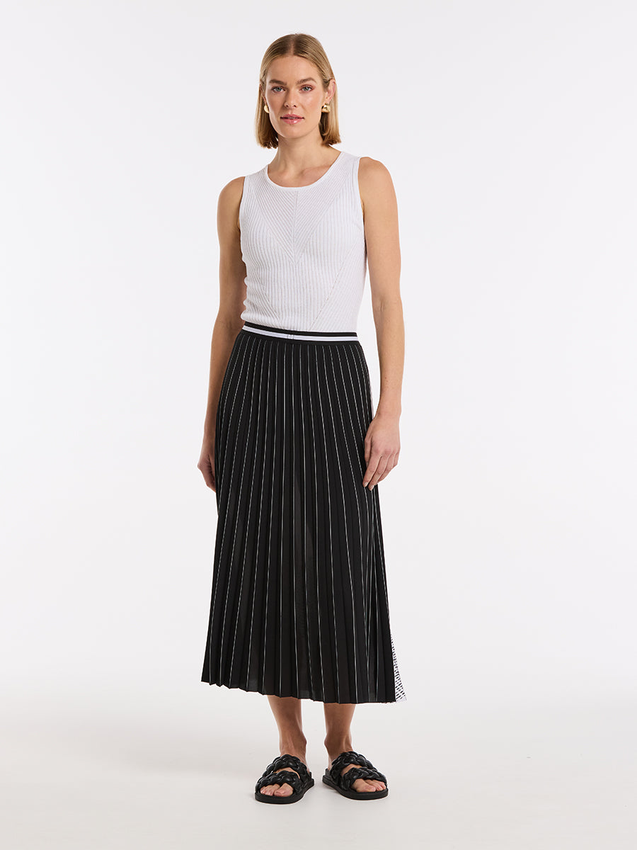 Sirocco White & Black Pleated Skirt