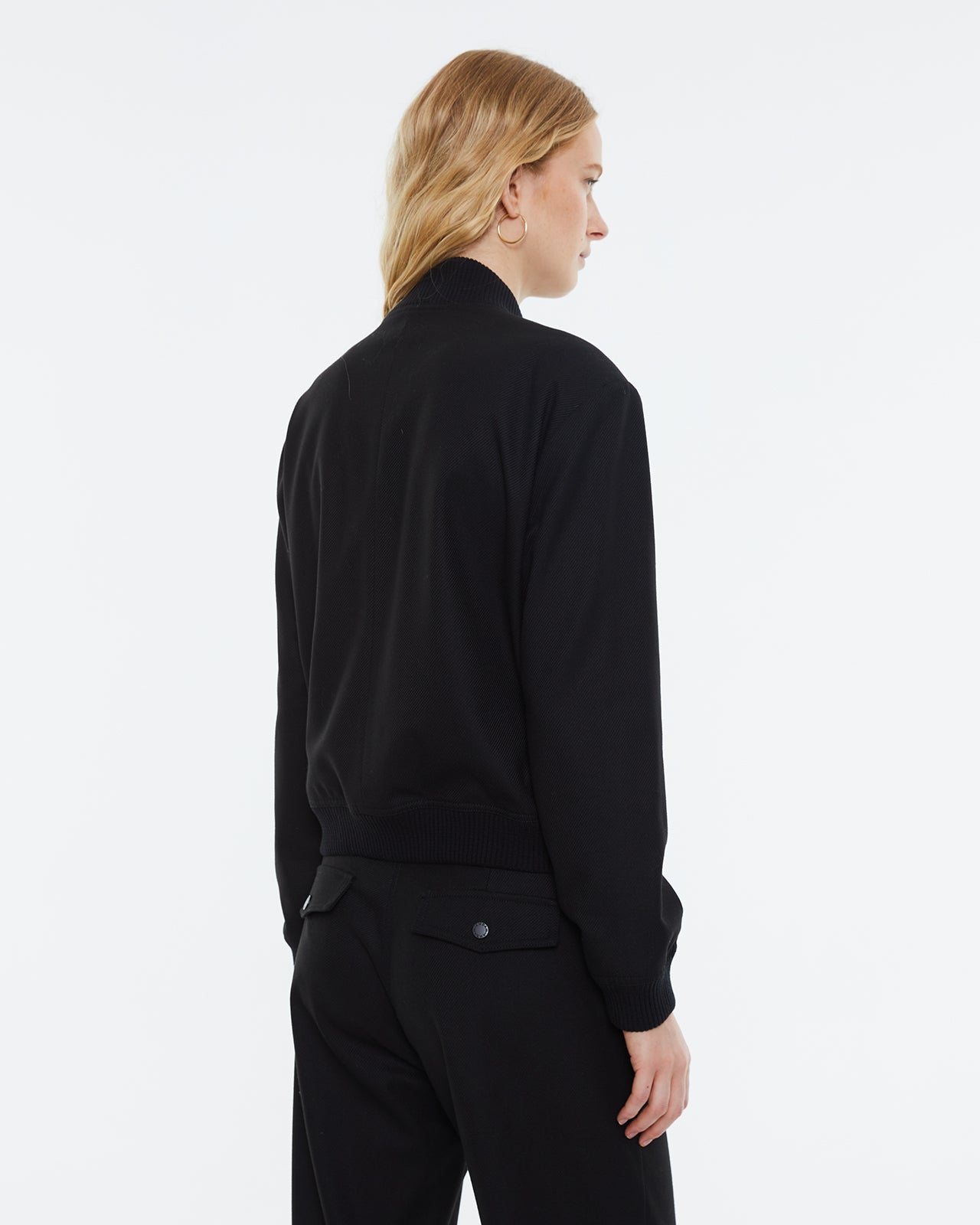 Andam Black Bomber jacket with pockets.