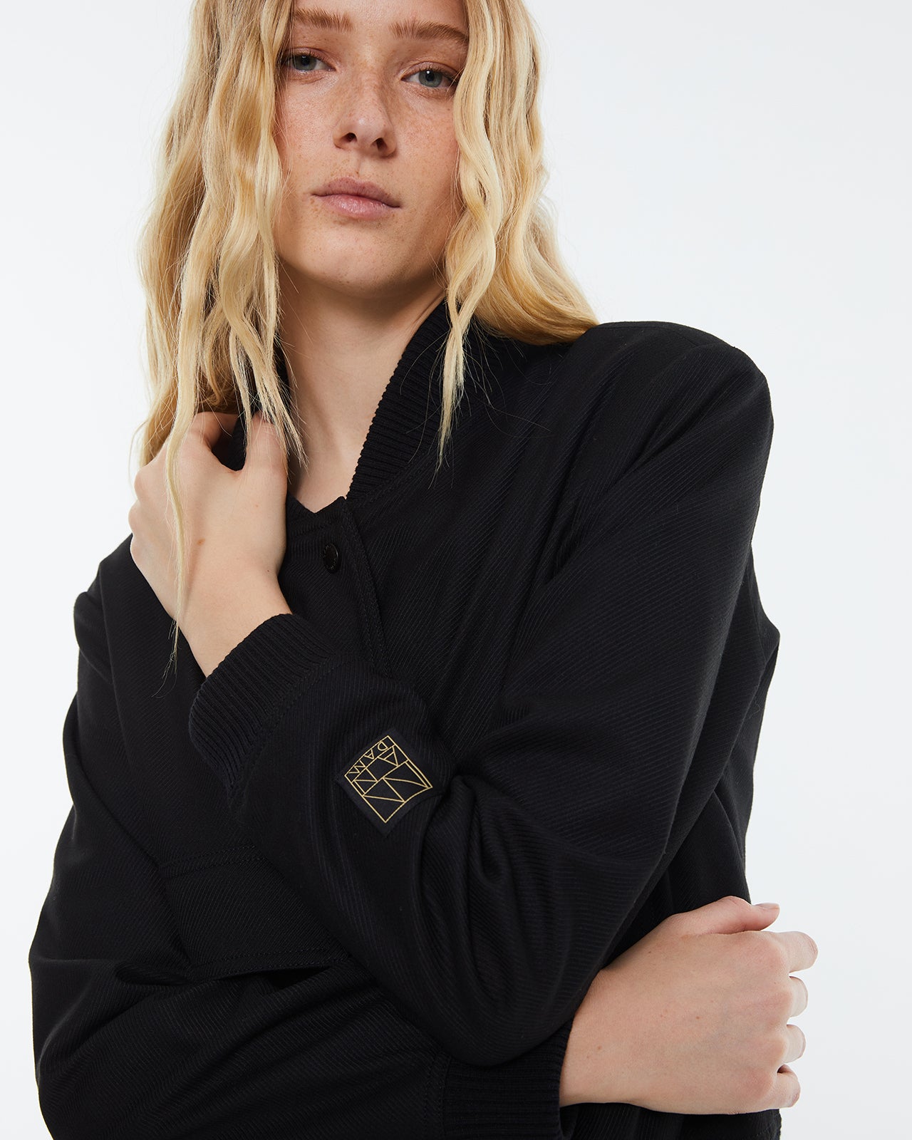 Andam Black Bomber jacket with pockets.