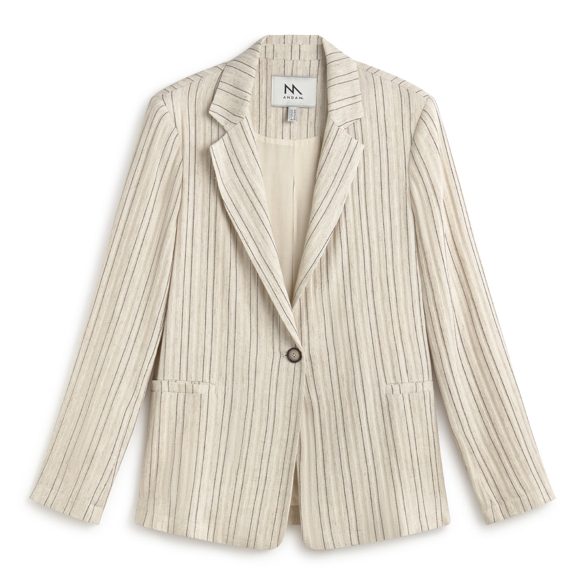 Andam, Striped Blazer, lined. ECRU