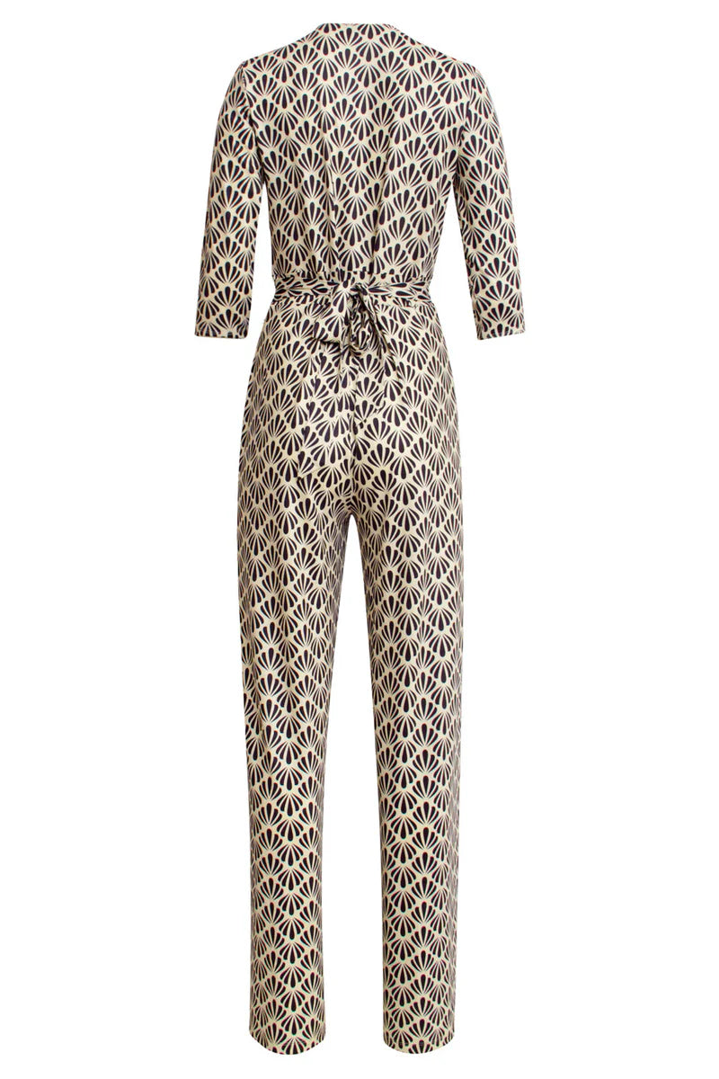Smashed Lemon, Jumpsuit Shell print Off White - Black