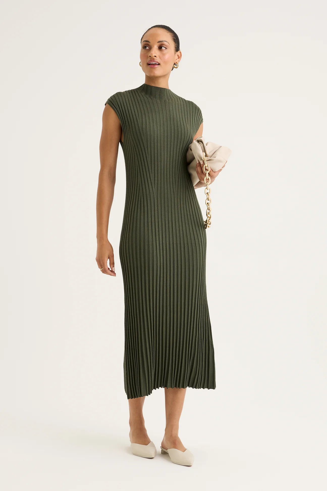 Yarra Trail, Knit Dress Cedar Khaki