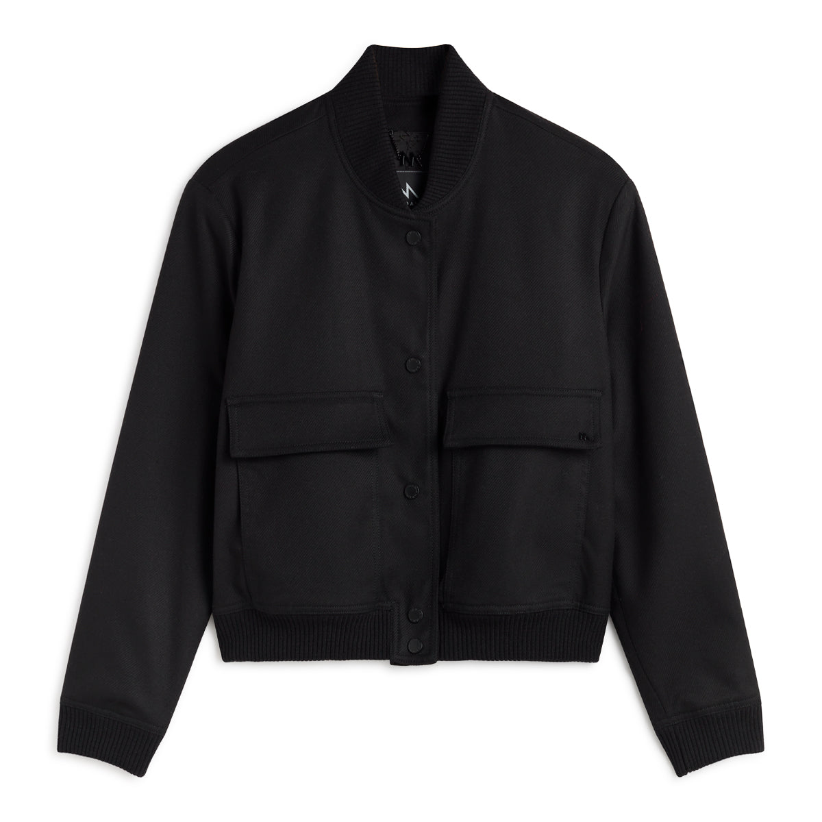 Andam Black Bomber jacket with pockets.