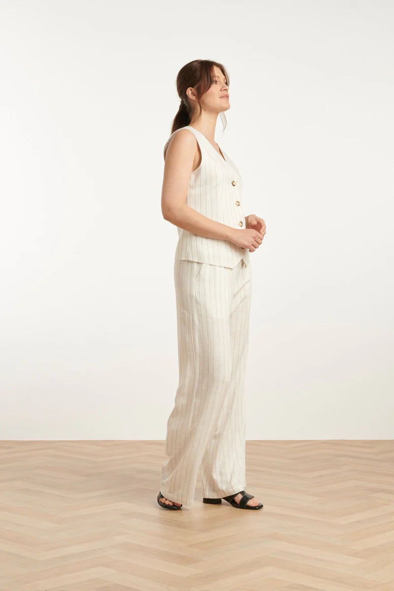 Smashed Lemon, Pants White - Black stripe