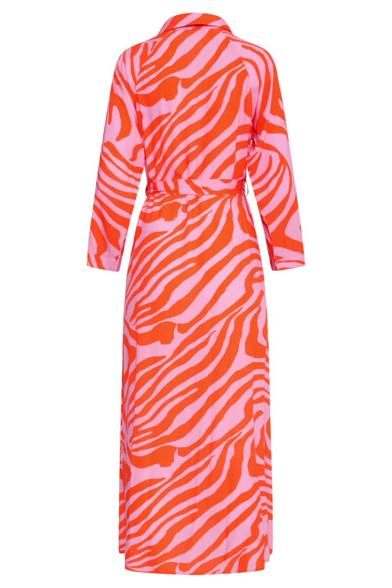 Smashed Lemon, Maxi Shirt Dress Pink/Orange