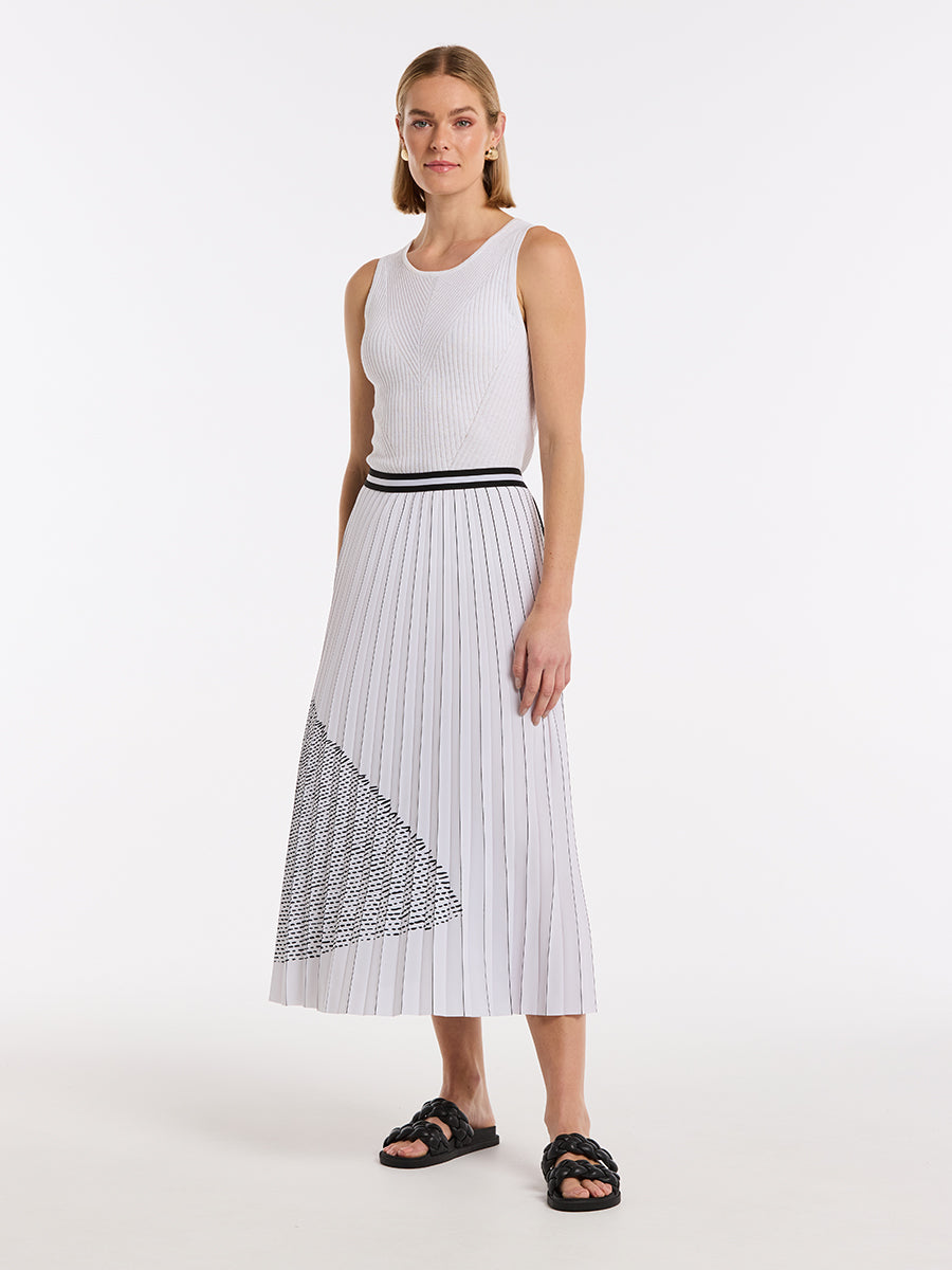 Sirocco White & Black Pleated Skirt