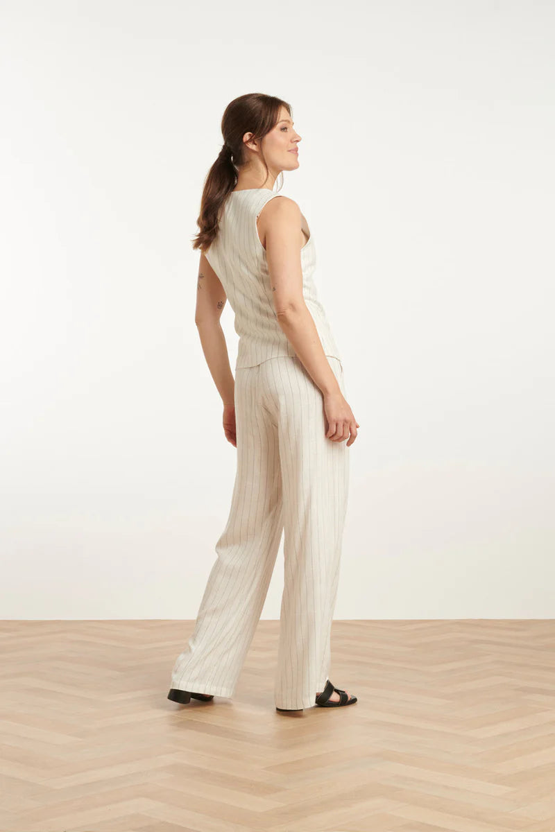 Smashed Lemon, Pants White - Black stripe