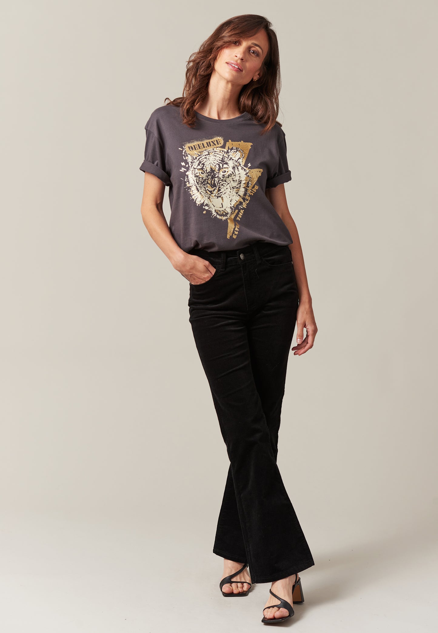 Deeluxe Tiger T-shirt Charcoal