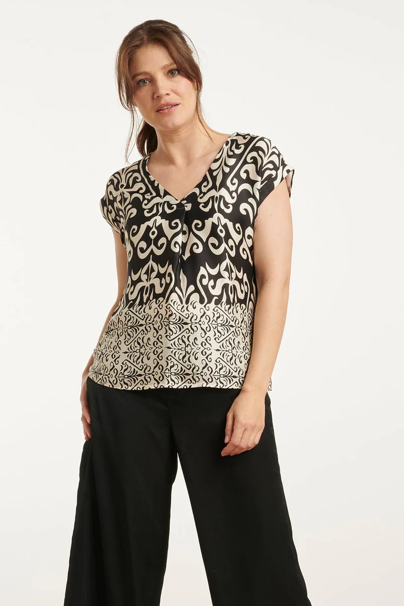 Smashed Lemon. Top Print Off White - Black