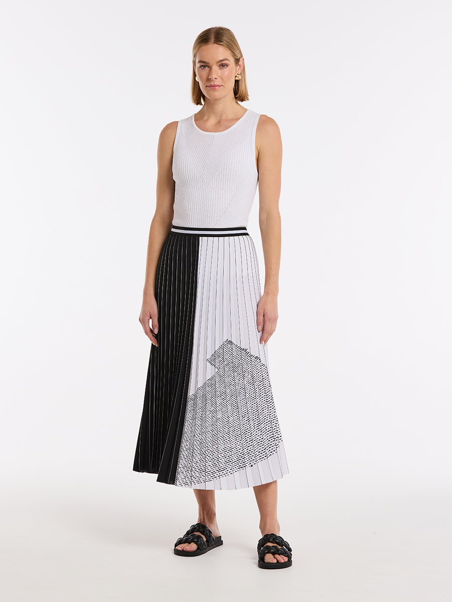 Sirocco White & Black Pleated Skirt