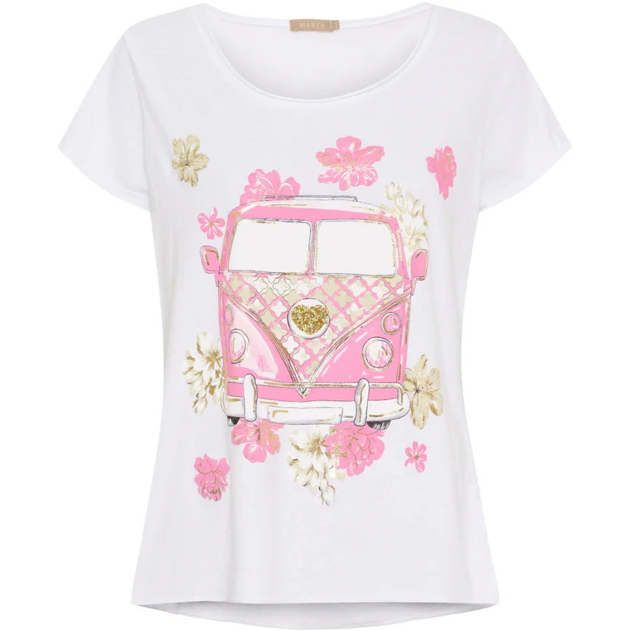 MARTA DU CHATEAU, T-shirt Marie 1535 White VW Rosa Baby