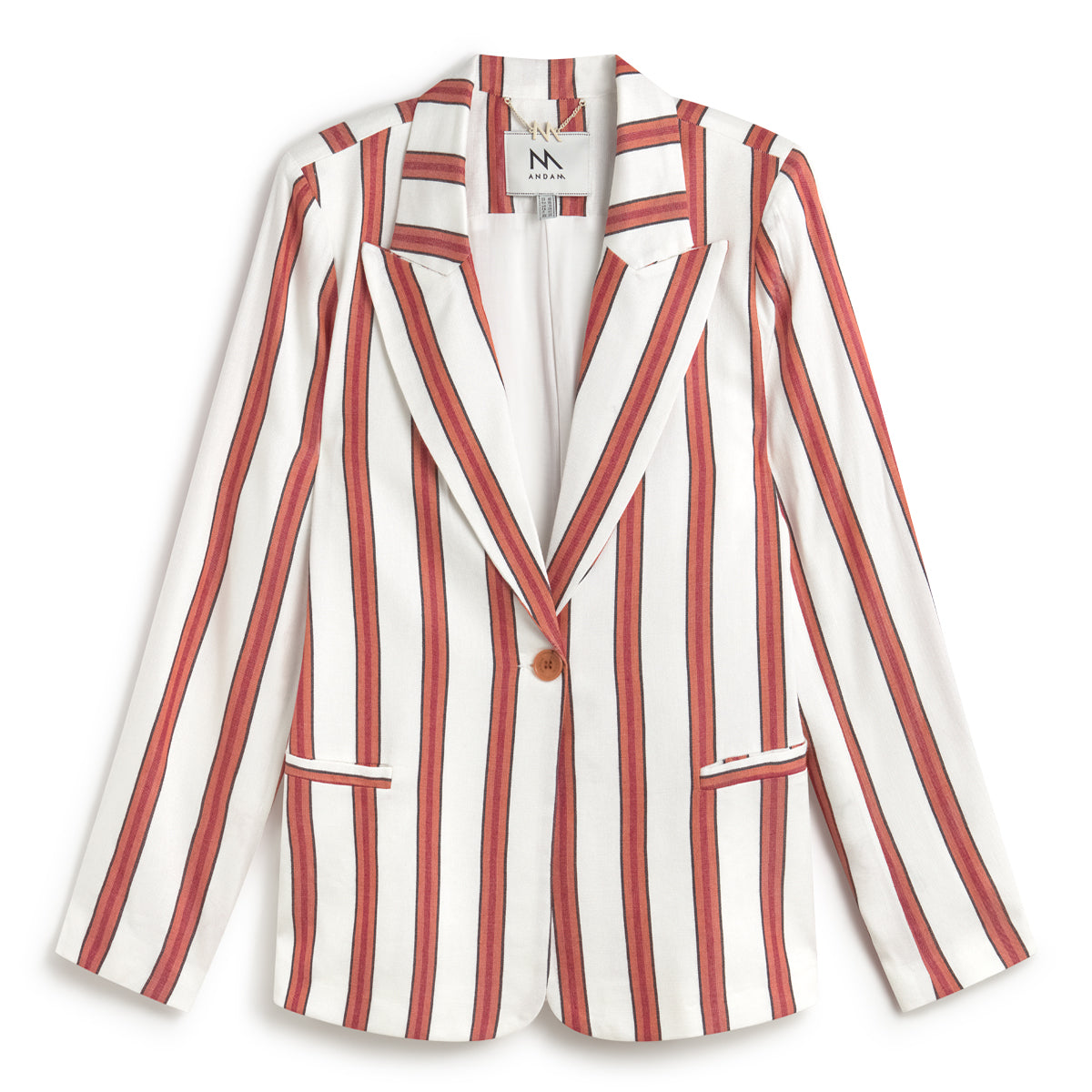 Andam, Women's striped blazer. Lined. ORANGE