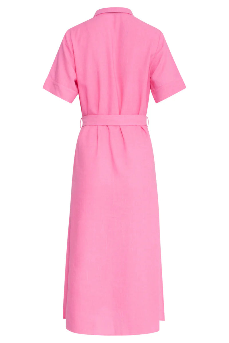Smashed Lemon, Dress Linen/Rayon Shirt Dress PINK