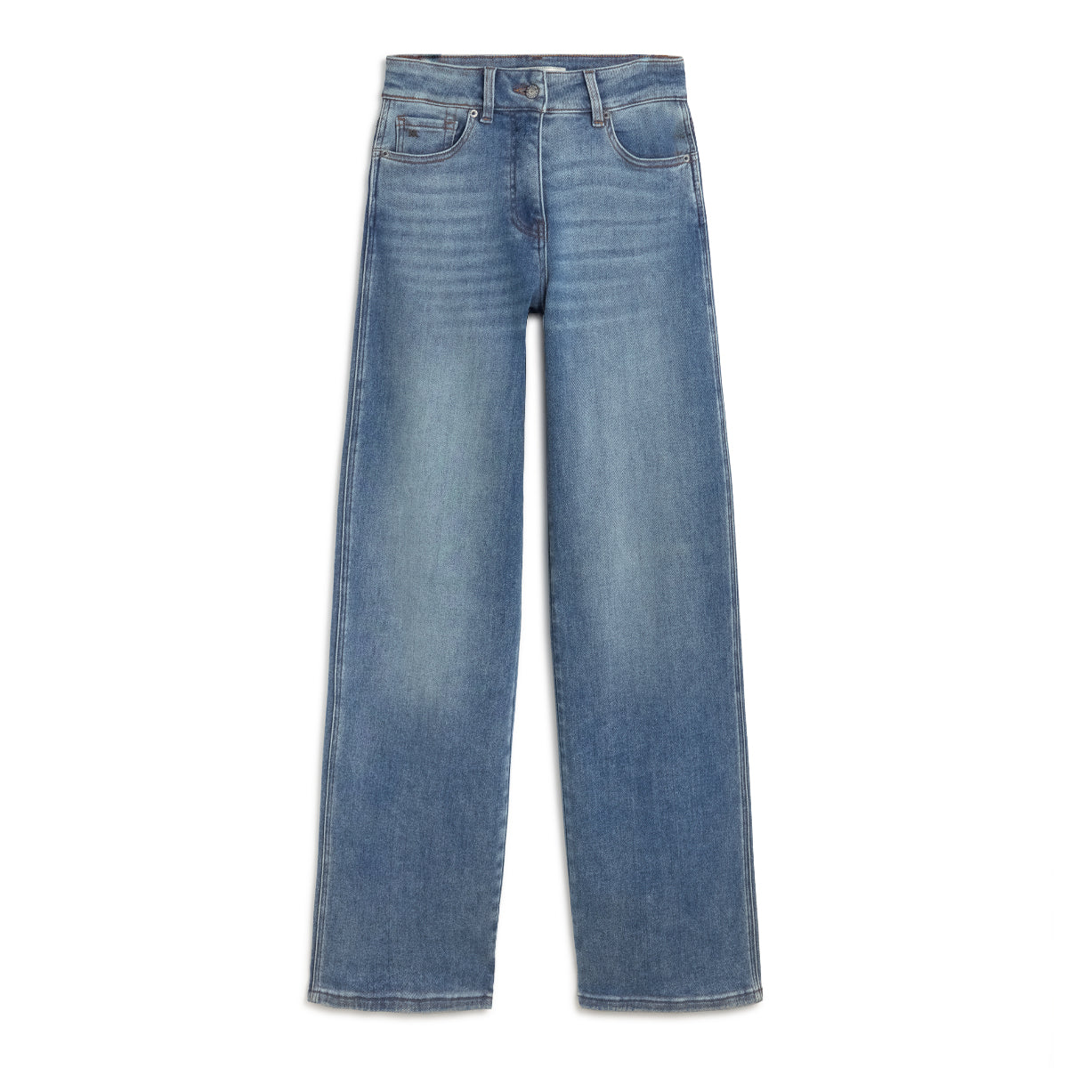 Andam, wide-leg jeans, high waist, and zipper