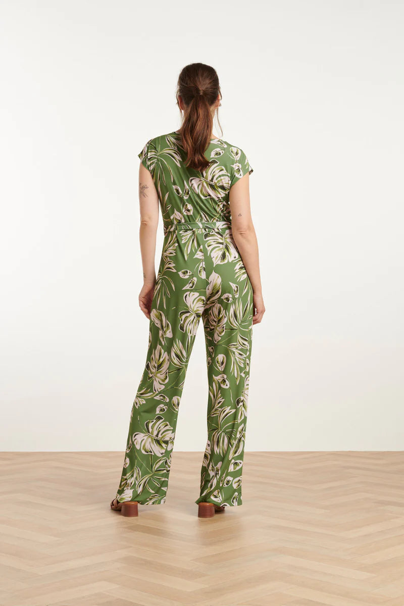 Smashed Lemon, Jumpsuit Leaf print Army/Light Green