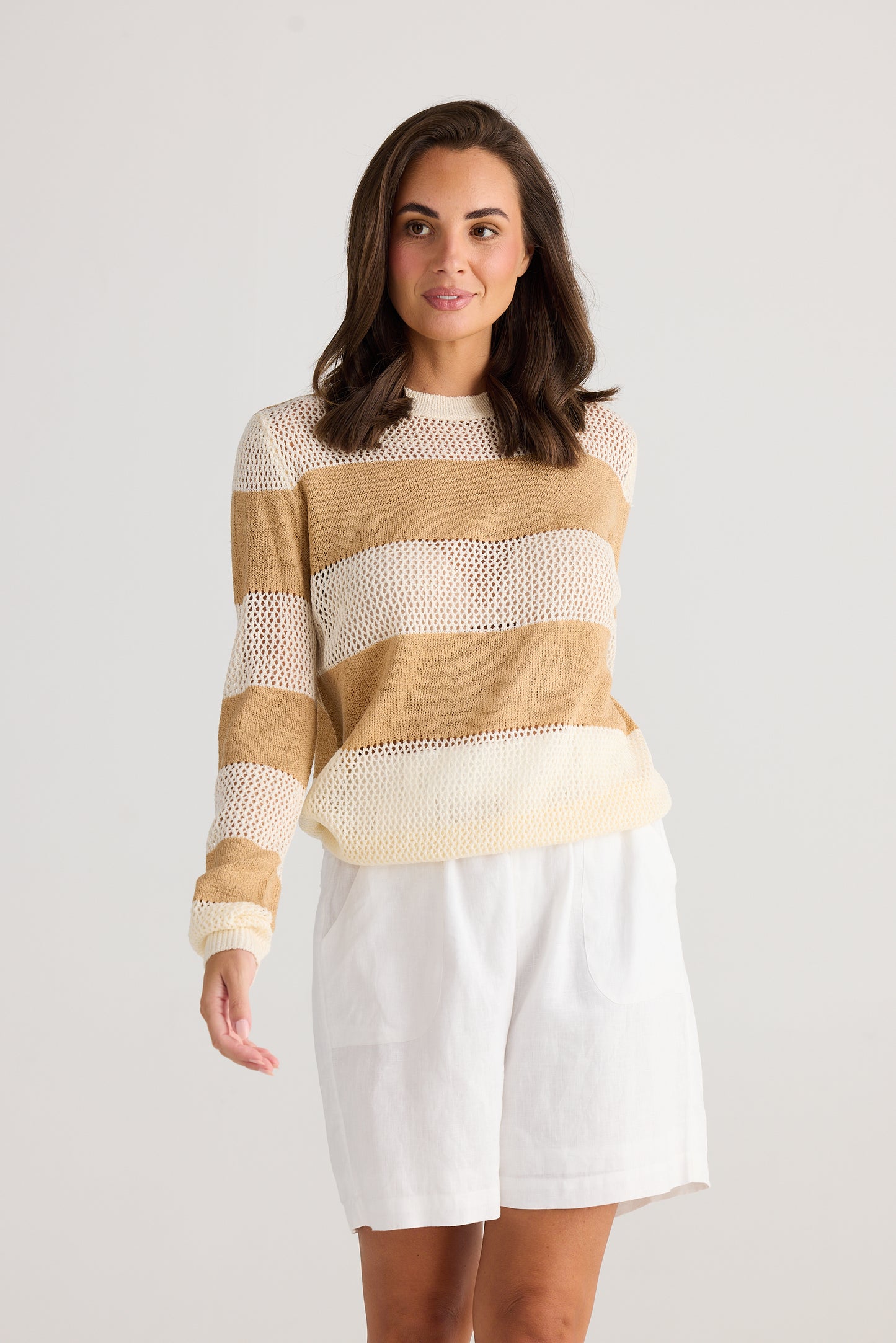 Holiday Driftwood Knit - Taupe Stripe