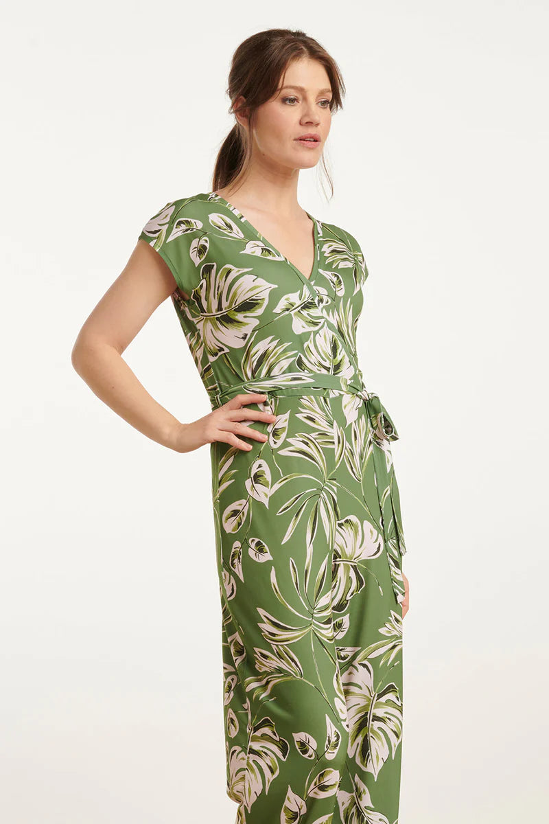 Smashed Lemon, Jumpsuit Leaf print Army/Light Green