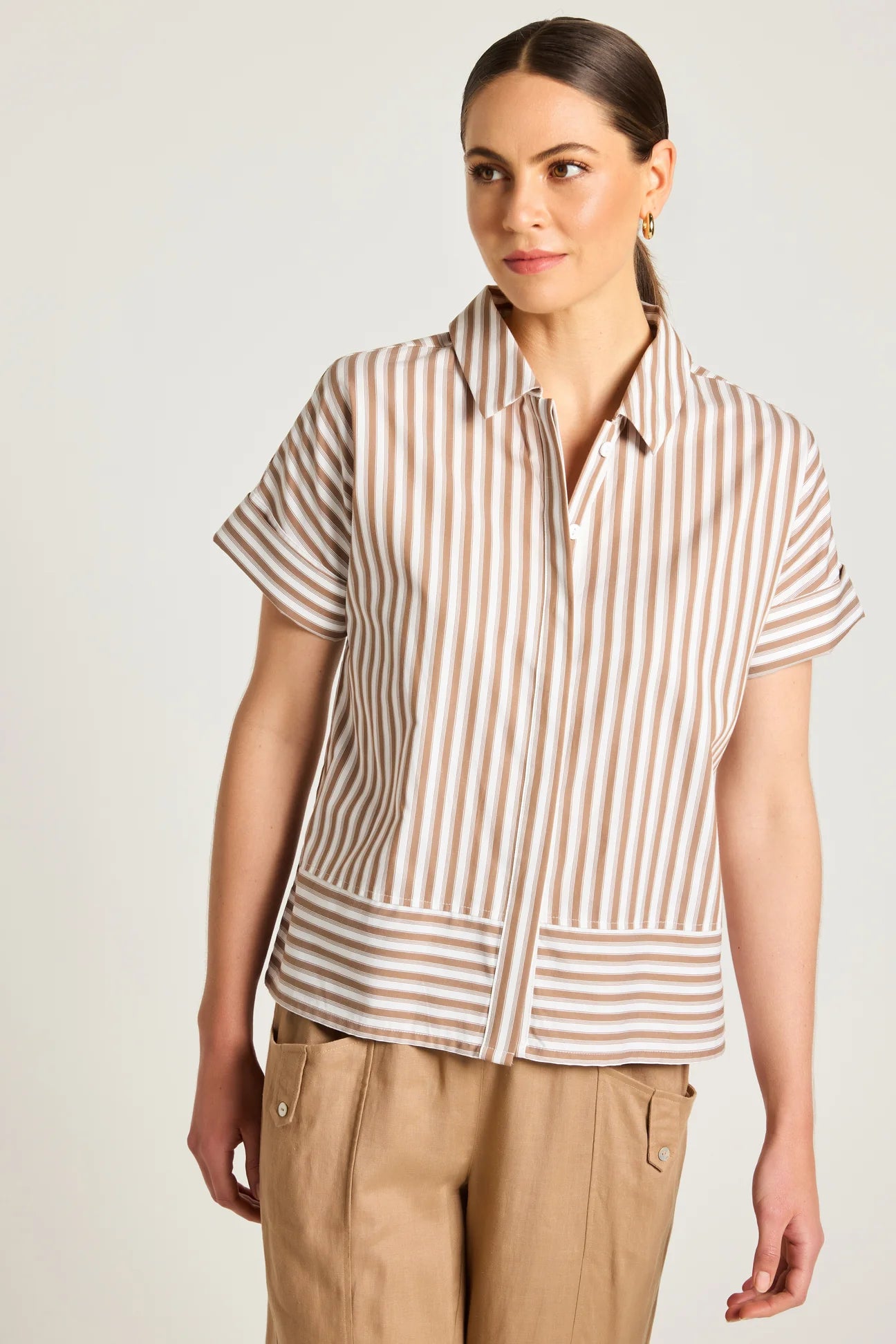 Yarra Trail Ari Shirt Toffee/White