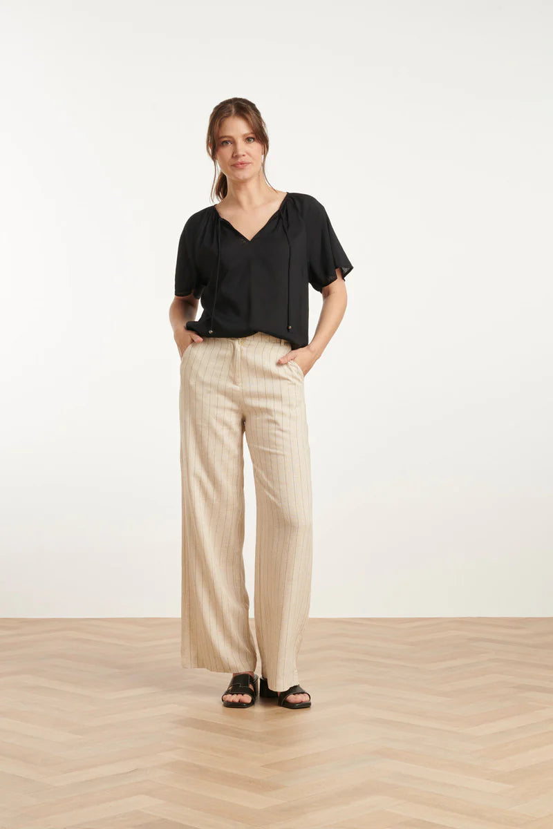 Smashed Lemon, Pants Sand - Black Stripe