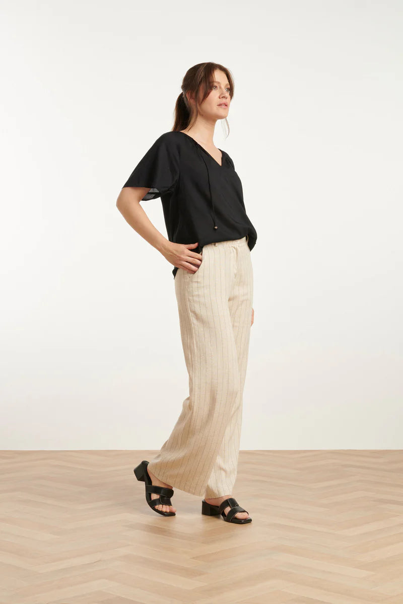 Smashed Lemon, Pants Sand - Black Stripe