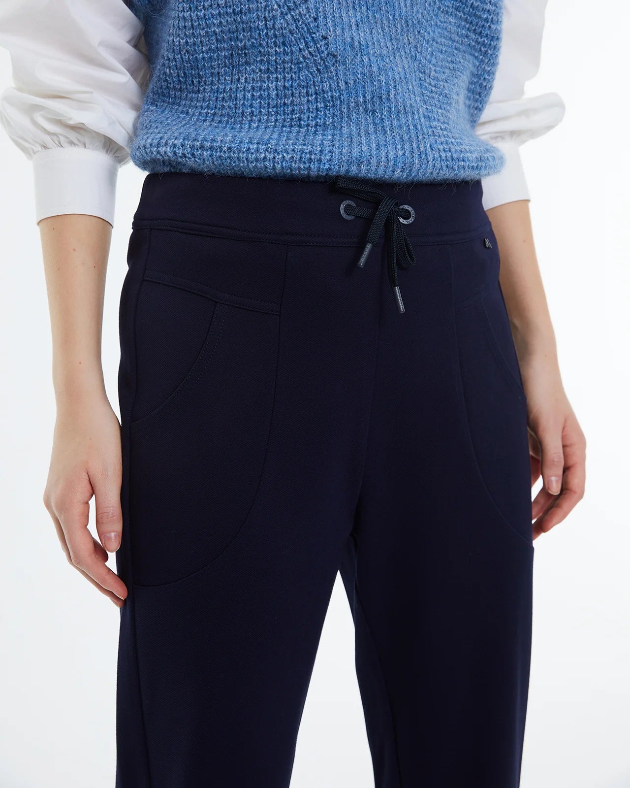 Andam knitted trousers elastic waistband Navy