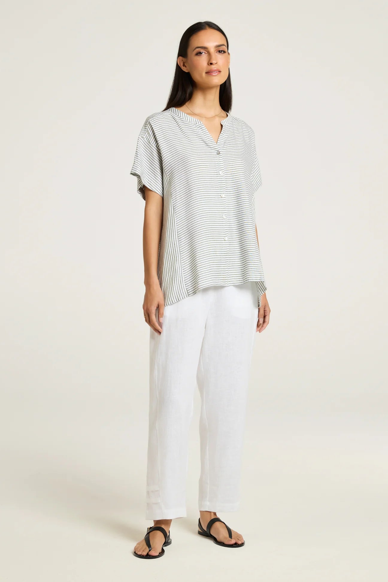 Yarra Trail Paris Shirt Moss/White