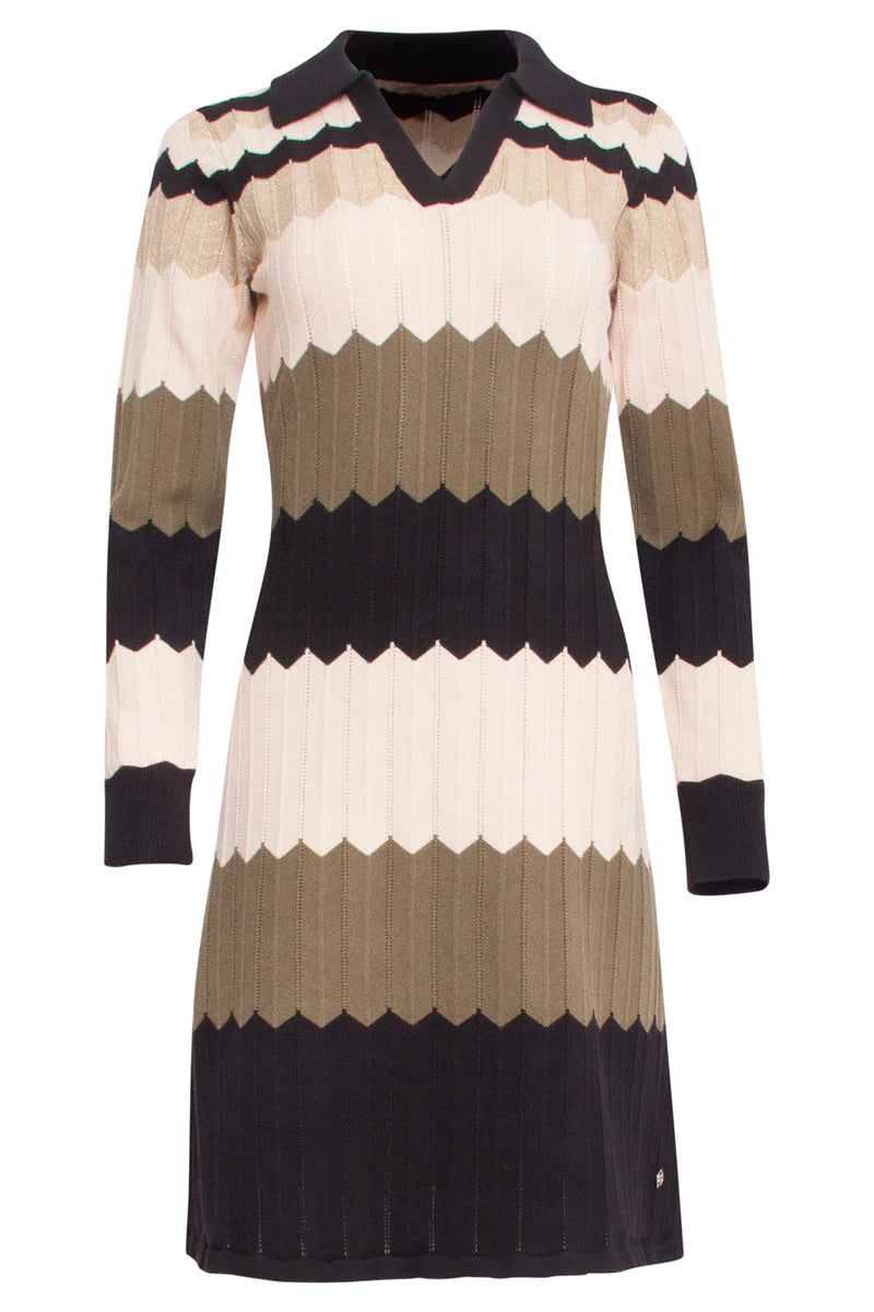 Smashed Lemon, Knitted dress black sand - multicolour