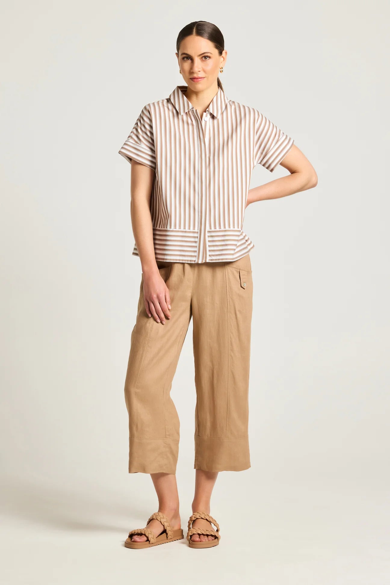 Yarra Trail Ari Shirt Toffee/White