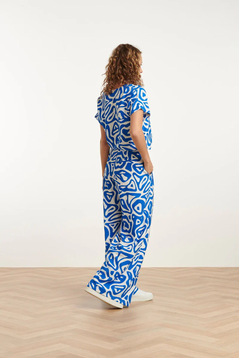 Smashed Lemon, Pants Cobalt Blue White