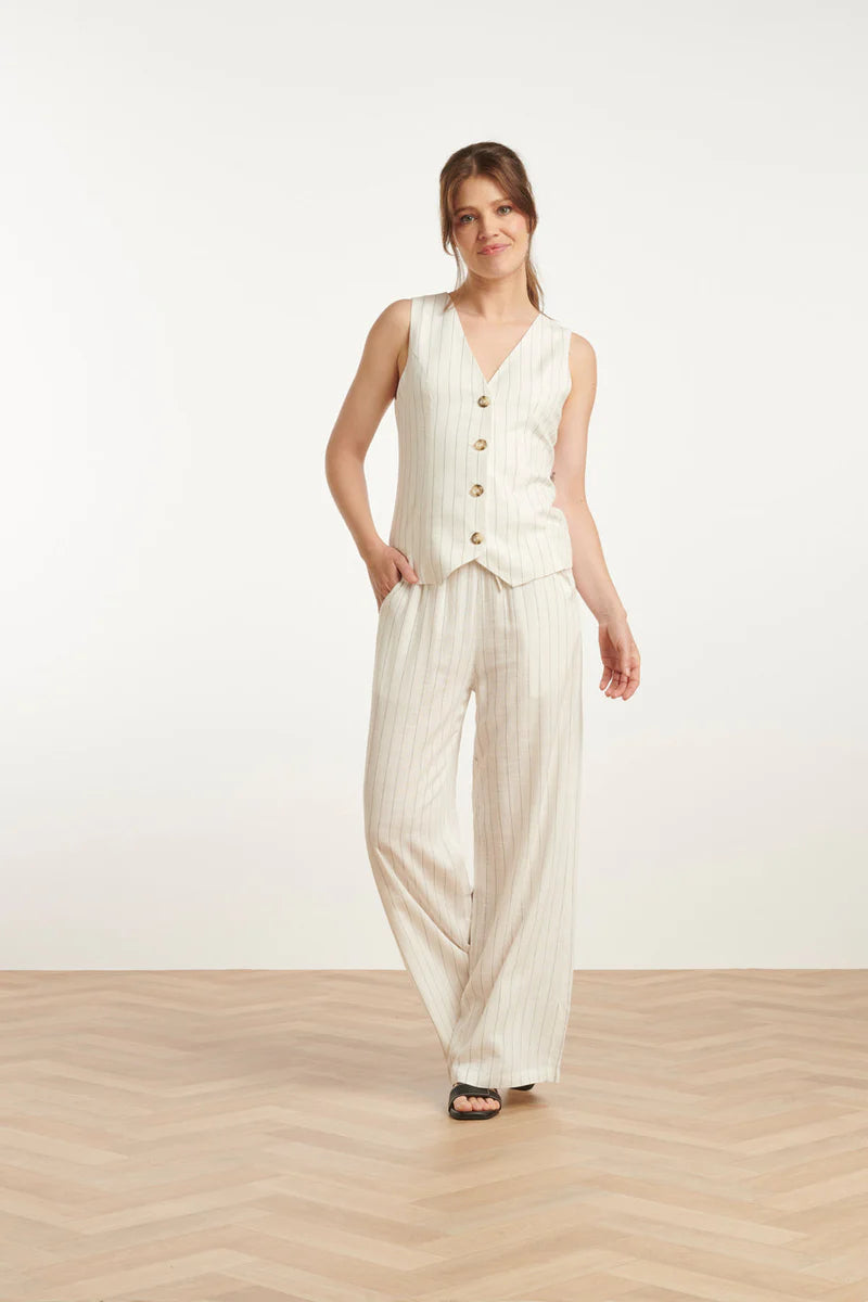 Smashed Lemon, Pants White - Black stripe