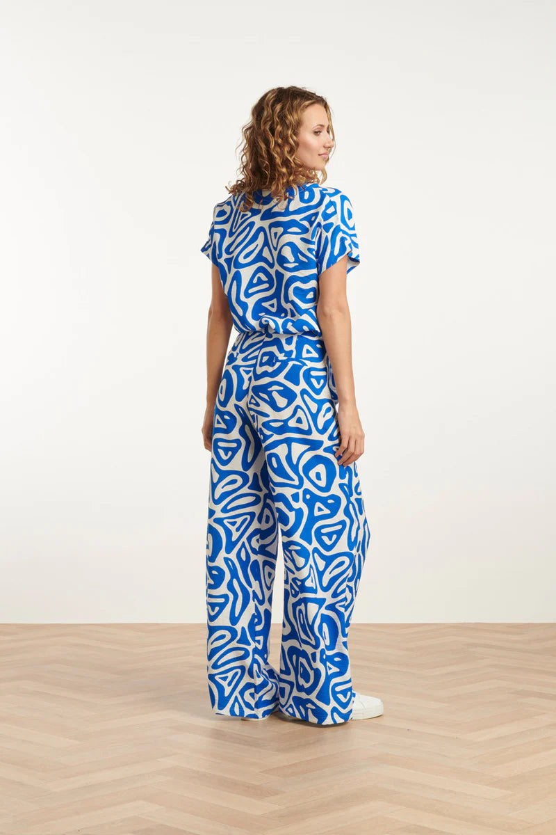 Smashed Lemon, Pants Cobalt Blue White
