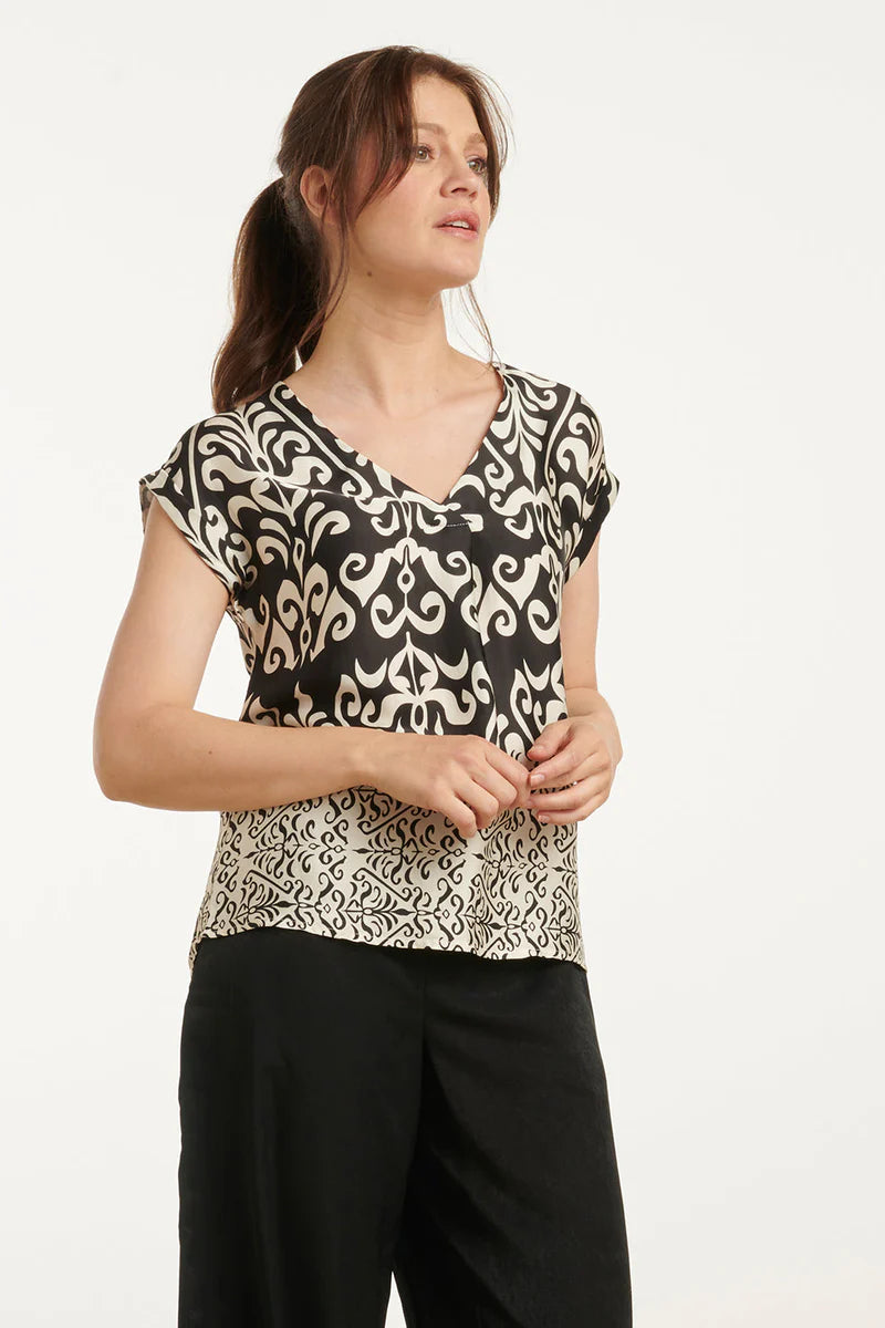 Smashed Lemon. Top Print Off White - Black