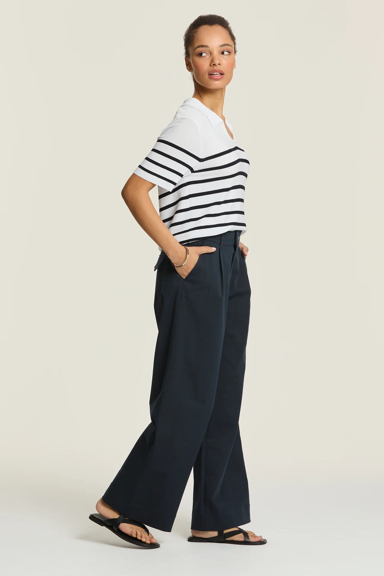 Yarra Trail Liberty Knit Navy/White