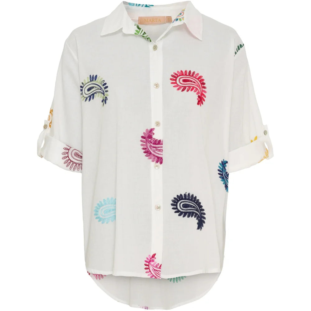 MARTA DU CHATEAU Ester Shirt 5155 - WHITE MULTI CASHMERE