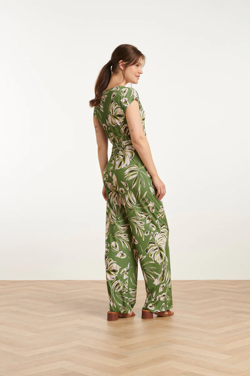 Smashed Lemon, Jumpsuit Leaf print Army/Light Green