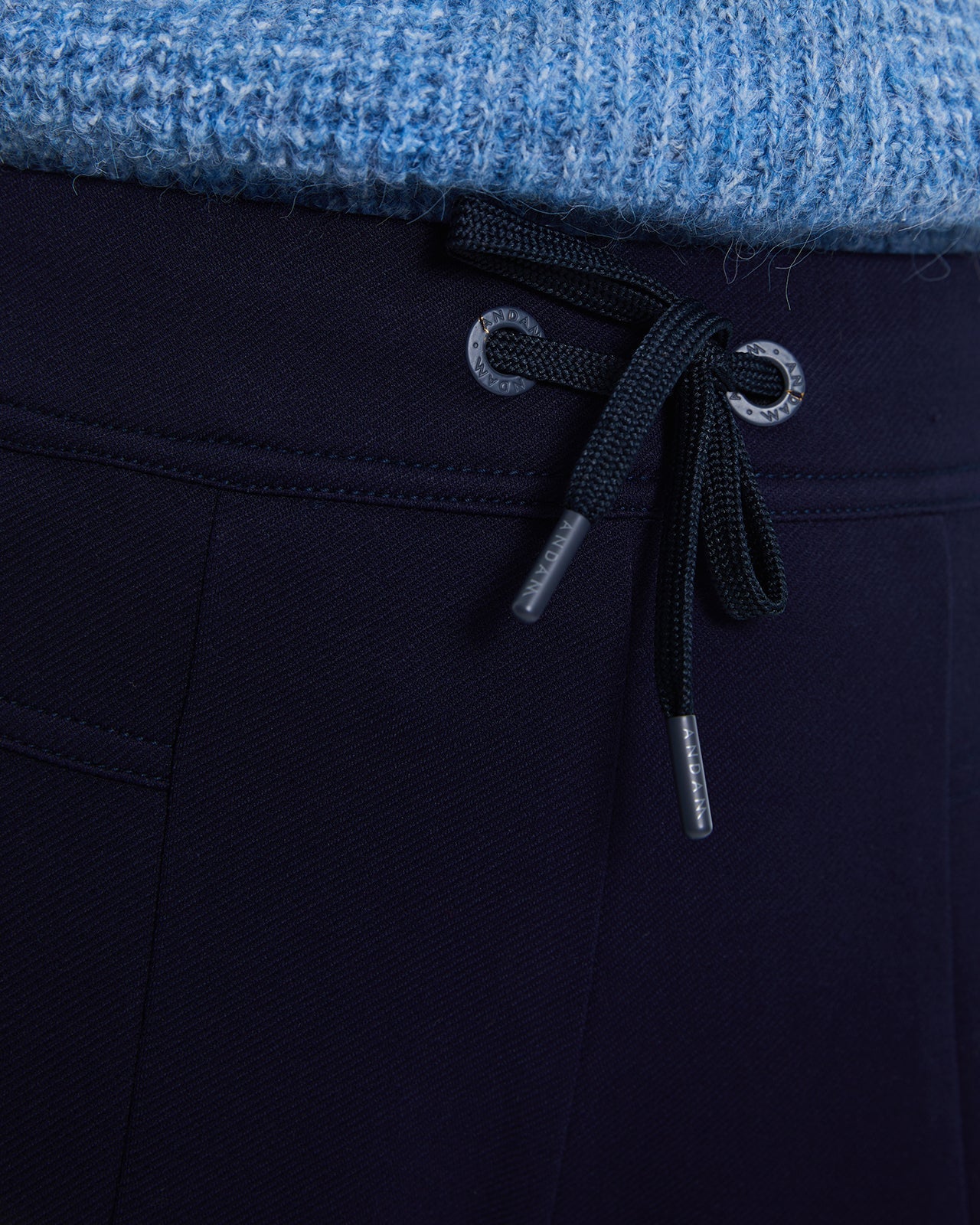 Andam knitted trousers elastic waistband Navy