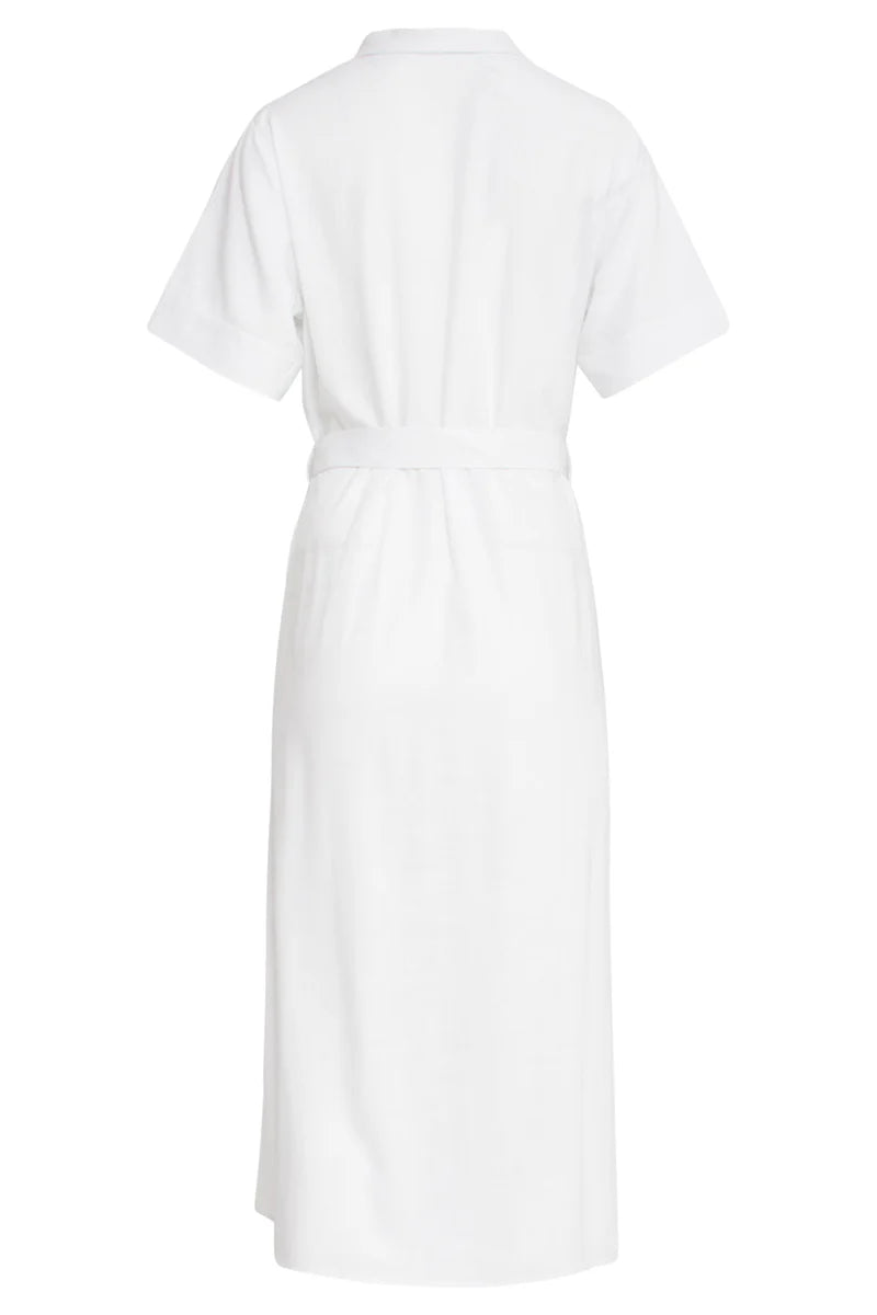 Smashed Lemon, Dress Linen/Rayon Shirt Dress WHITE