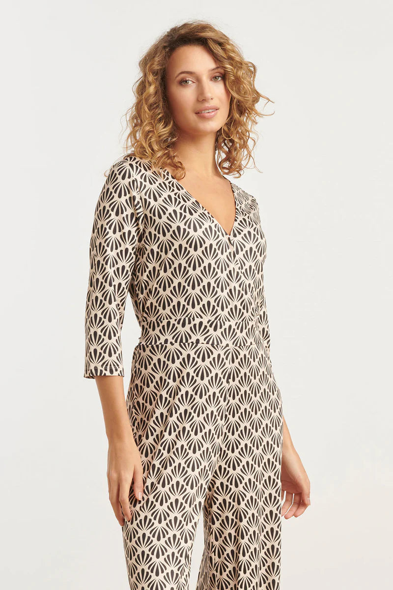 Smashed Lemon, Jumpsuit Shell print Off White - Black