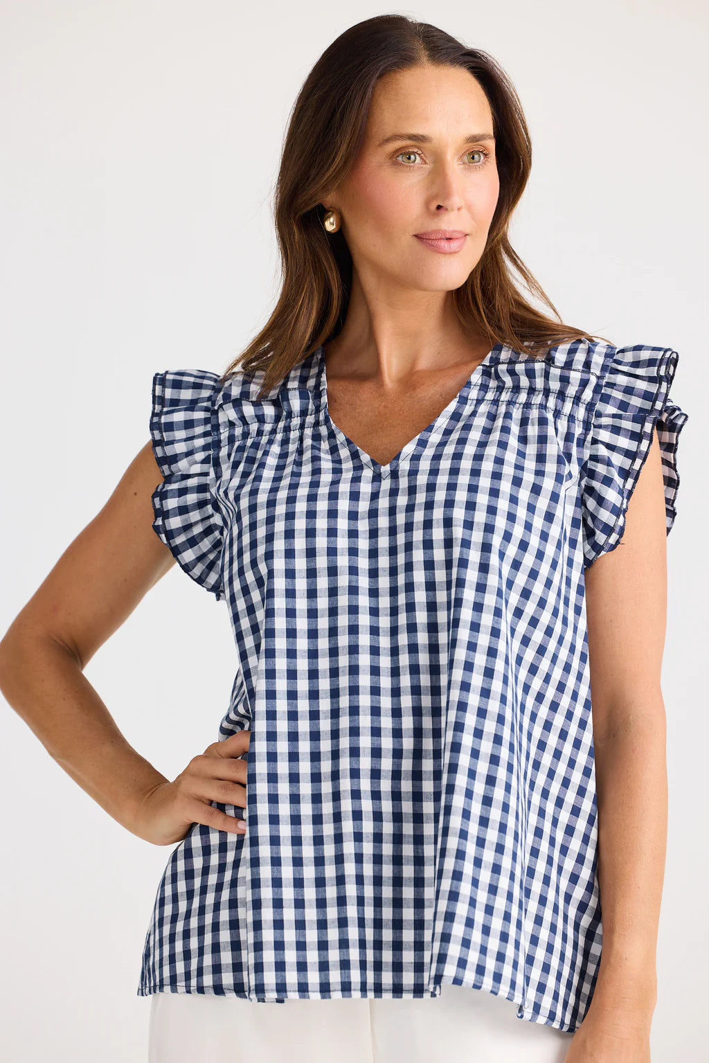 Brave and True, Paz Top Navy Gingham