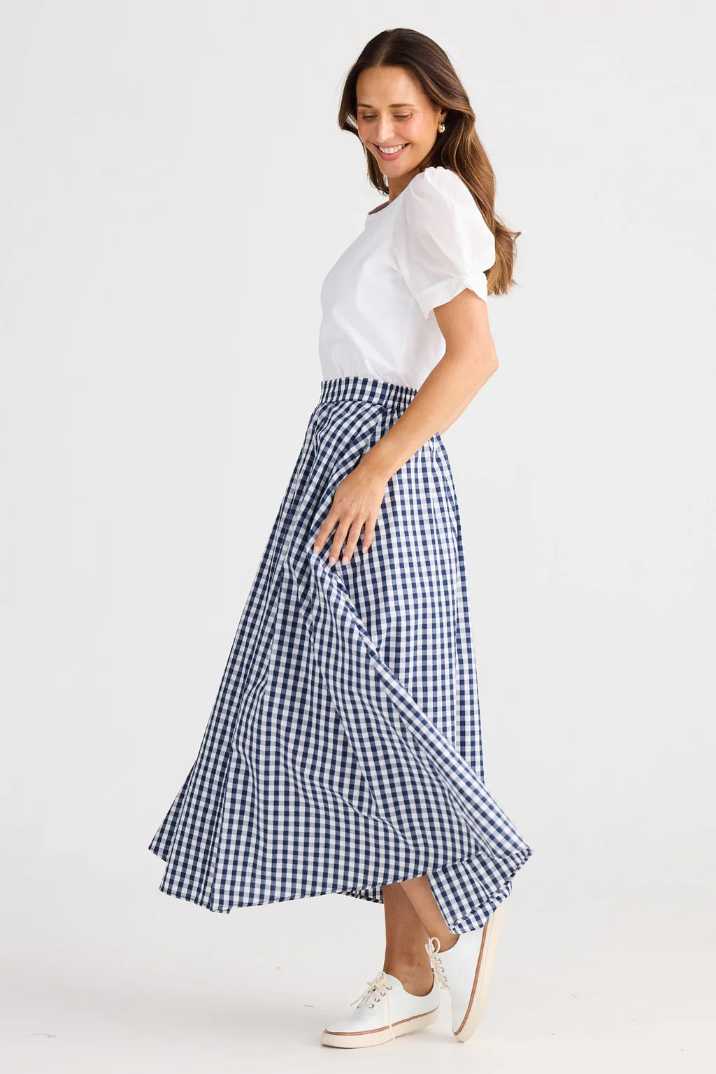 Brave and True, Lucy skirt Navy Gingham