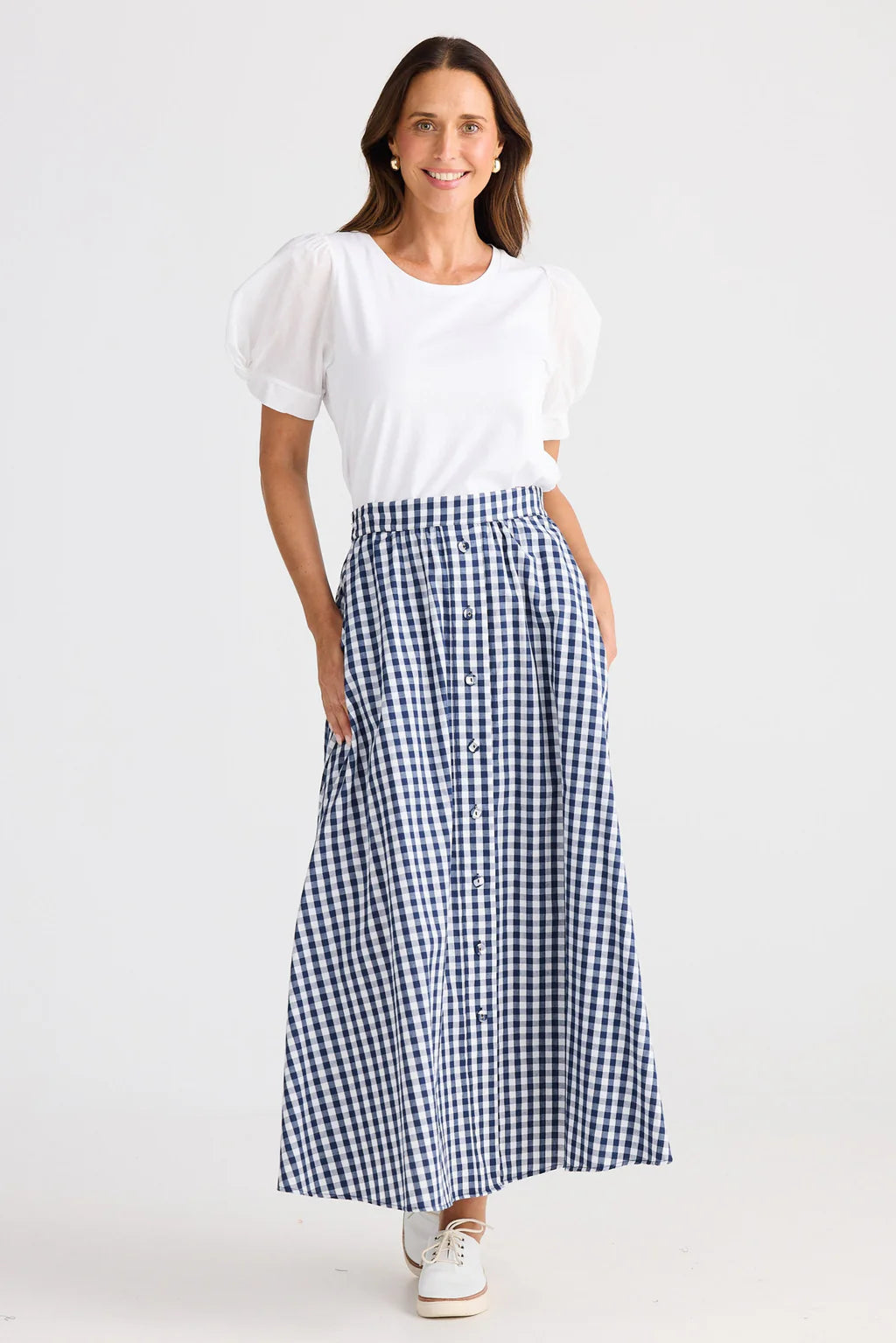 Brave and True, Lucy skirt Navy Gingham