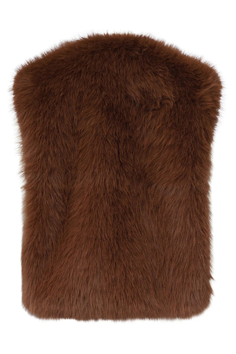 Smashed Lemon, BROWN FAUX FUR GILET | BROWN 25621