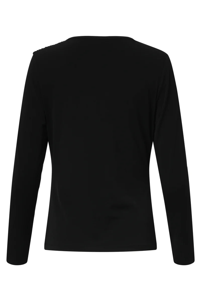 Smashed Lemon, BLACK FITTED TOP WITH LONG SLEEVES AND ASYMMETRICAL NECKLINE | BLACK 25669