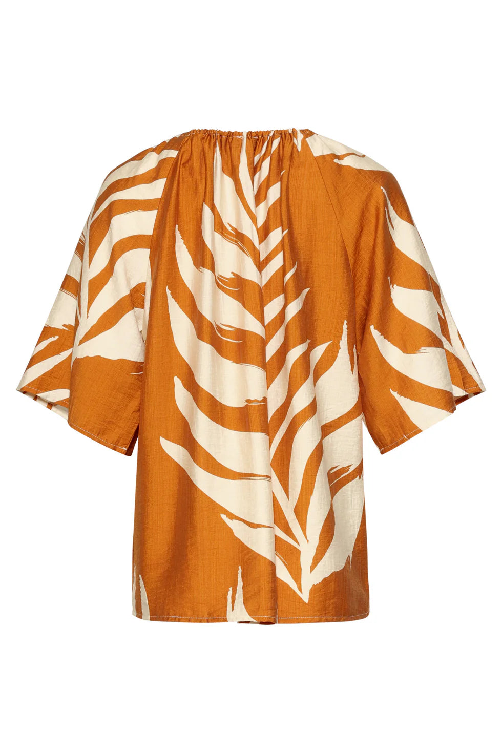 Smashe Lemon, TUNIC TOP WITH LEAF PRINT AND BOW DETAIL IN OCHRE YELLOW | MUSTARD - OFF WHITE 26038
