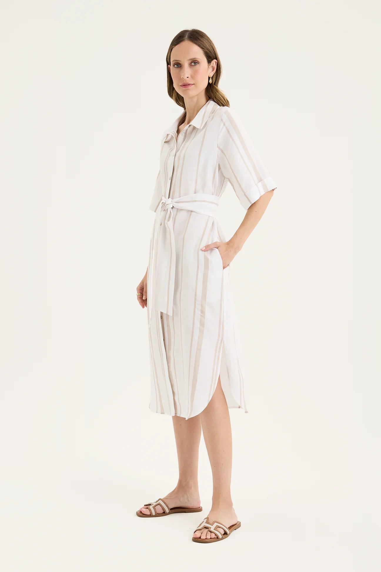 Yarra Trail, Byron Dress TWINE/WHITE