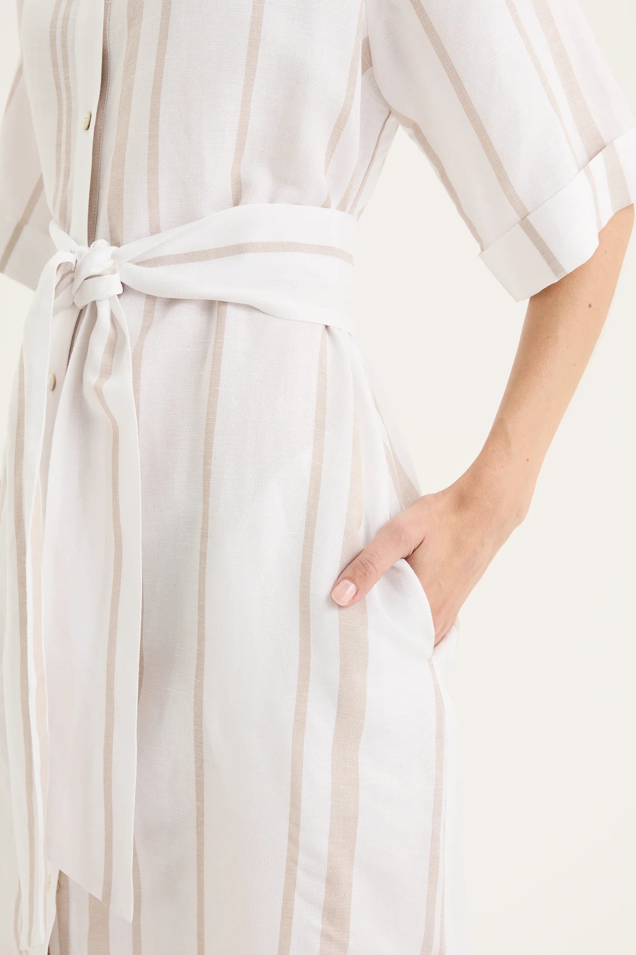 Yarra Trail, Byron Dress TWINE/WHITE