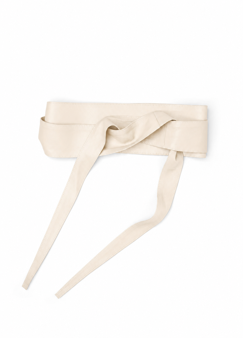 Suzy D,OLIVIA LEATHER WRAP BELT Cream